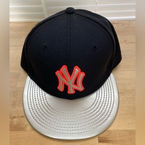 New York Yankees crimson red and metallic silver SnapBack